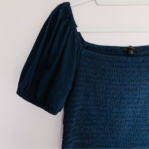 Madewell Puff-Sleeve Smocked Crop Top